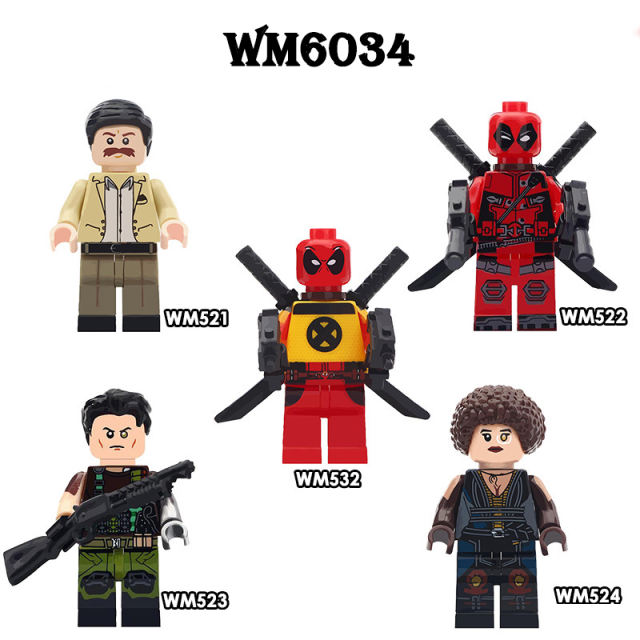 WM6034 Marvel Series Deadpool Domino Action Figures Peter Building Blocks DC  Electric Cable Minifigs Model Children Gifts Toys