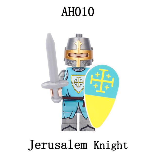 Medieval Soldiers Series Knight Minifigs Building Blocks Ancient Roman Army Jerusalem Helemt Weapon Shield Children Gifts Toys