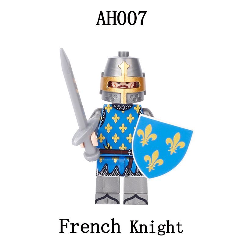 Medieval Soldiers Series Knight Minifigs Building Blocks Ancient Roman Army Jerusalem Helemt Weapon Shield Children Gifts Toys