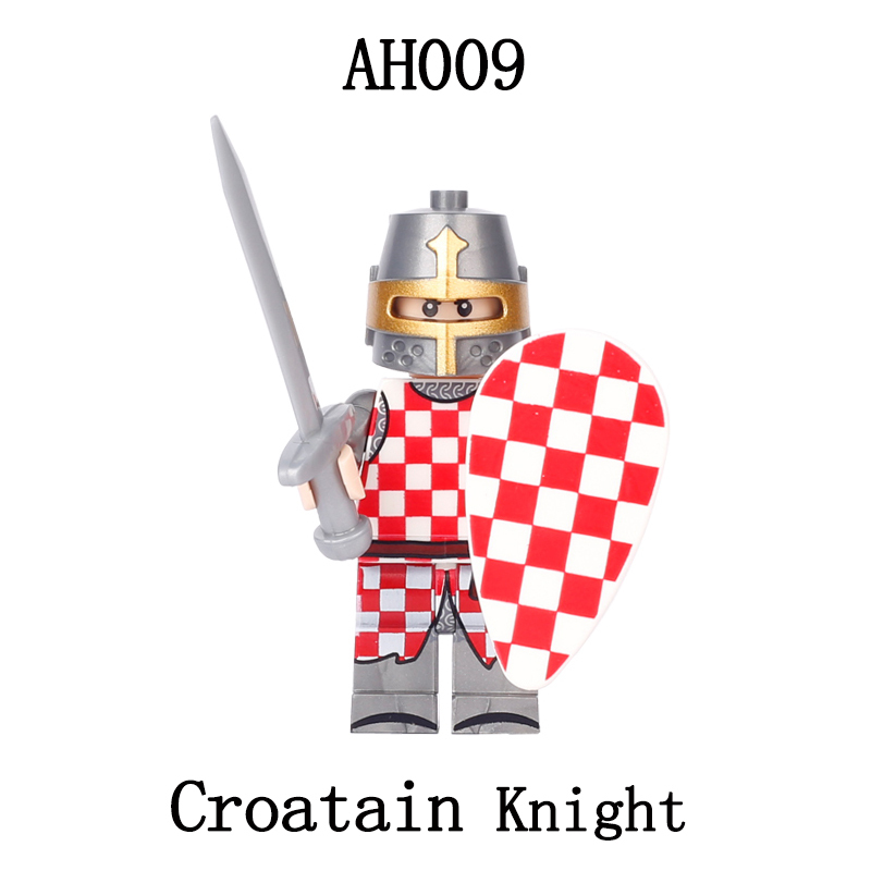 Medieval Soldiers Series Knight Minifigs Building Blocks Ancient Roman Army Jerusalem Helemt Weapon Shield Children Gifts Toys