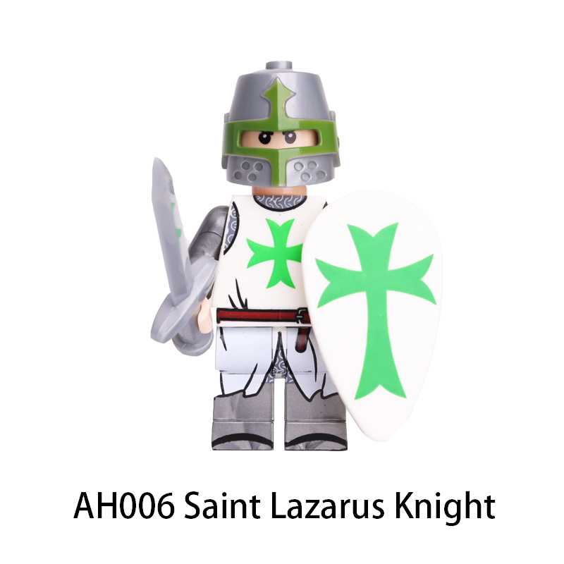Medieval Soldiers Series Knight Minifigs Building Blocks Ancient Roman Army Jerusalem Helemt Weapon Shield Children Gifts Toys