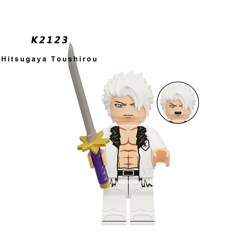 KDL816 Japanese Anime Bleach Series Minifigs Building Blocks Jump Comics Kurosaki Ichigo Kuchiki Rukia Character Weapon Toys Boy