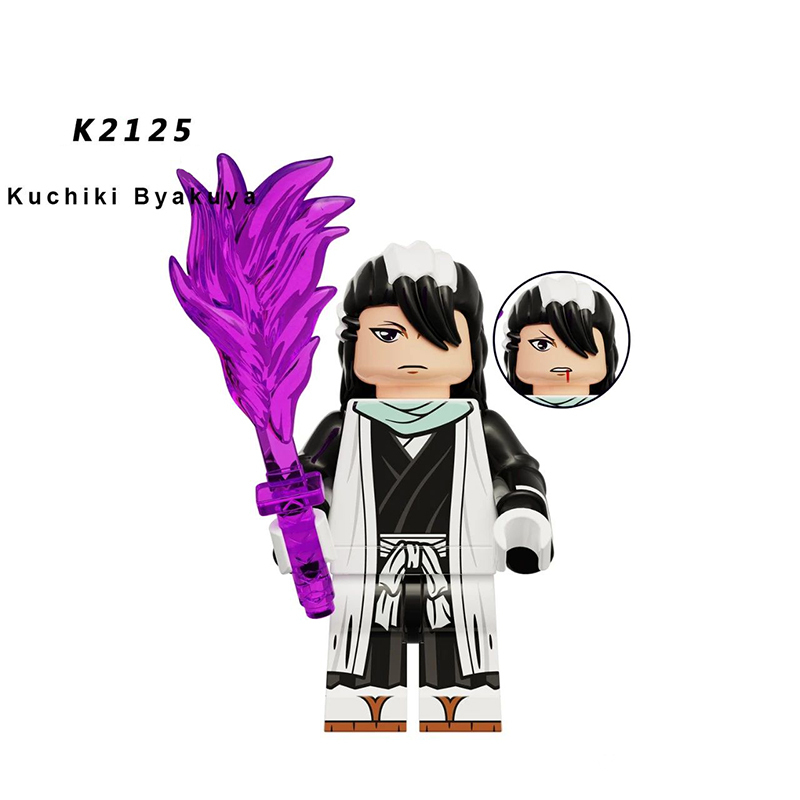 KDL816 Japanese Anime Bleach Series Minifigs Building Blocks Jump Comics Kurosaki Ichigo Kuchiki Rukia Character Weapon Toys Boy