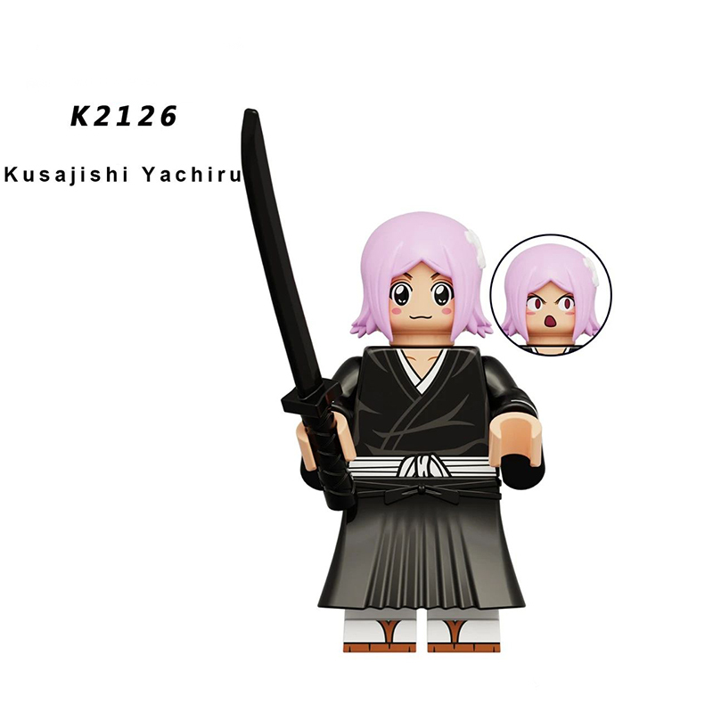 KDL816 Japanese Anime Bleach Series Minifigs Building Blocks Jump Comics Kurosaki Ichigo Kuchiki Rukia Character Weapon Toys Boy