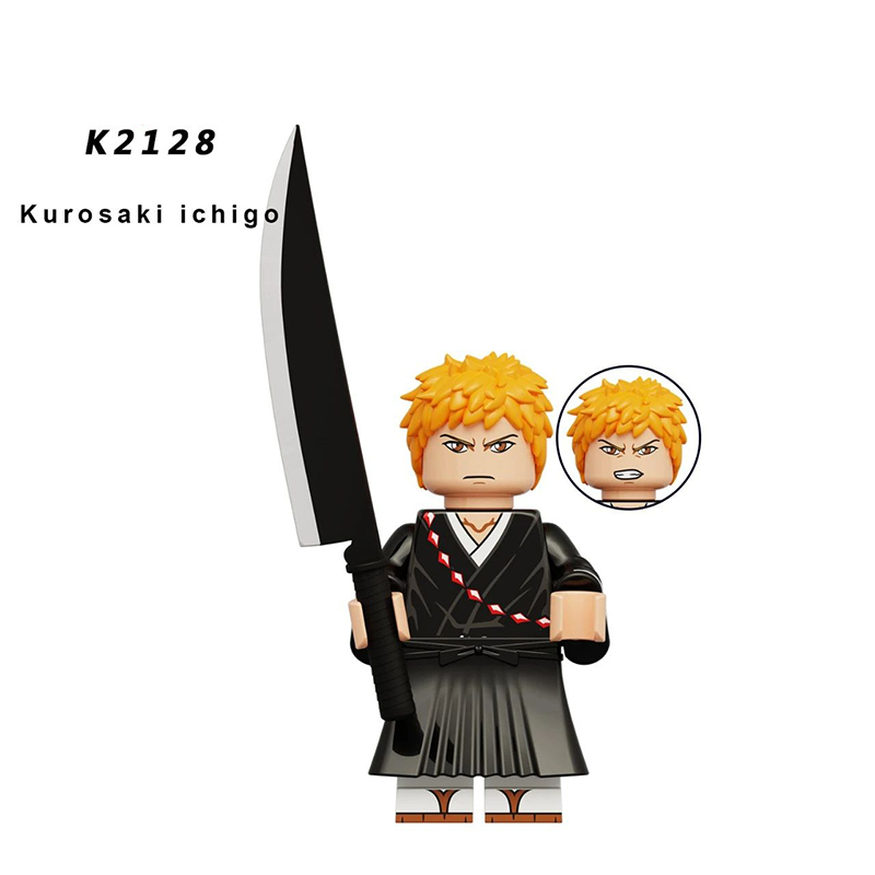 KDL816 Japanese Anime Bleach Series Minifigs Building Blocks Jump Comics Kurosaki Ichigo Kuchiki Rukia Character Weapon Toys Boy