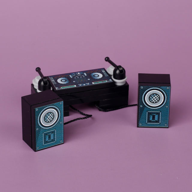 MOC City Series Recorder Jukebox DJ Station Minifigs Building Blocks Tape Trumpet Audio Vinyl Record Music Accessories Toys Boys