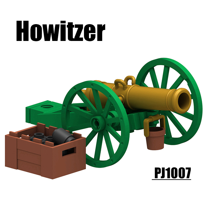 PJ1007 PJ1008 Military Napoleon Series Unicorn Cannon Howitzer Building Blocks Army Soldiers Field Battle Bullet Wheel Toys Boys