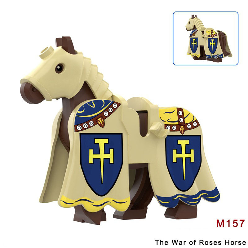 Medieval Series England Civil Wars Of The Roses Horse Building Blocks Army Soldiers Knight Infantry Sword Shield Helmet Boy Toys