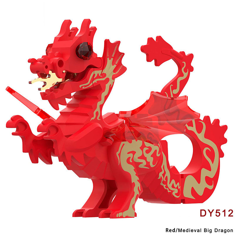 Medieval Series Fire Dragon Building Blocks Middle Ages Castle Lion Knight Mount Ancient Syrax Meleys Wing Accessories Toys Boys