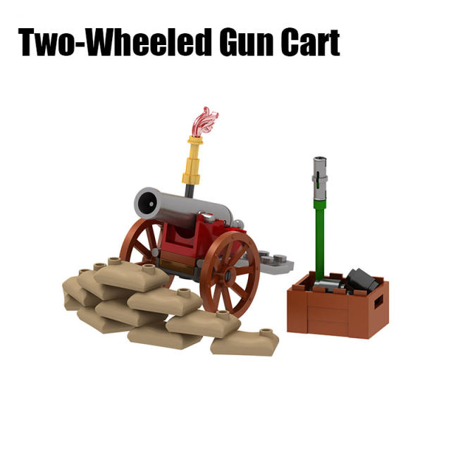 PJ1002 PJ1003 Military Two Wheeled Gun Cart Building Blocks Medieval Cannon Qing Dynasty Army Soldiers War Horse Toys Boys Gifts
