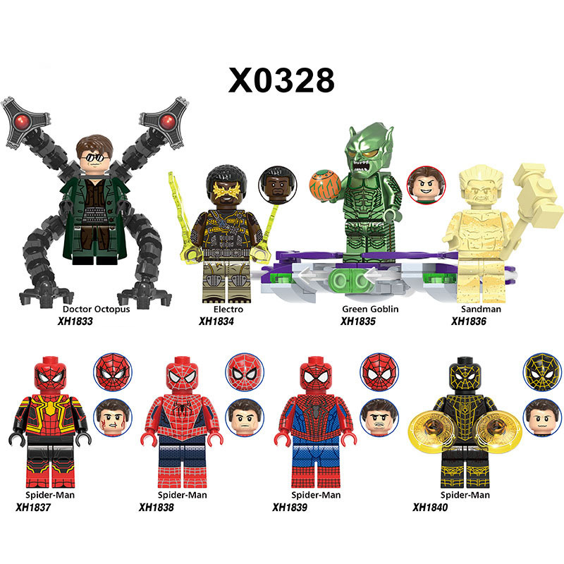 X0328 MOC Super Heroes Marvel Justice League Minifigs Building Blocks Spiderman Doctor Octopus Bricks Toys Gift For Boys