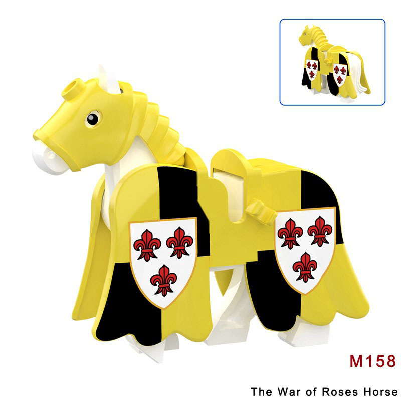 Medieval Series England Civil Wars Of The Roses Horse Building Blocks Army Soldiers Knight Infantry Sword Shield Helmet Boy Toys