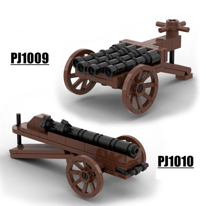 PJ1009 PJ1010 Military Medieval Artillery Organ Gun Building Blocks Weapon Wheel Cannon Army Soldiers War Assemble Toys Boy Gift