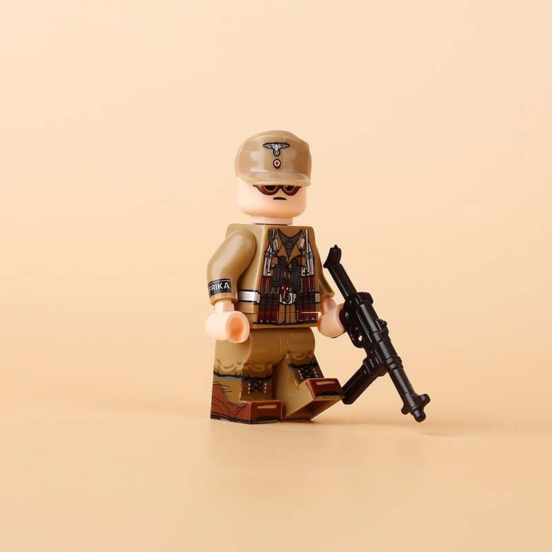 061DL North African Submachine Gunner Minifigs Building Blocks Military Army Soldiers Series War Weapon Accessories Models Toys