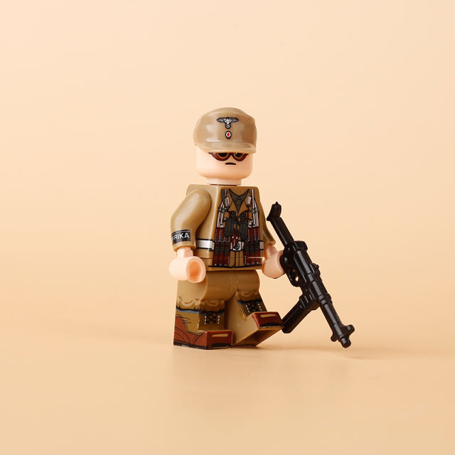 061DL North African Submachine Gunner Minifigs Building Blocks Military Army Soldiers Series War Weapon Accessories Models Toys