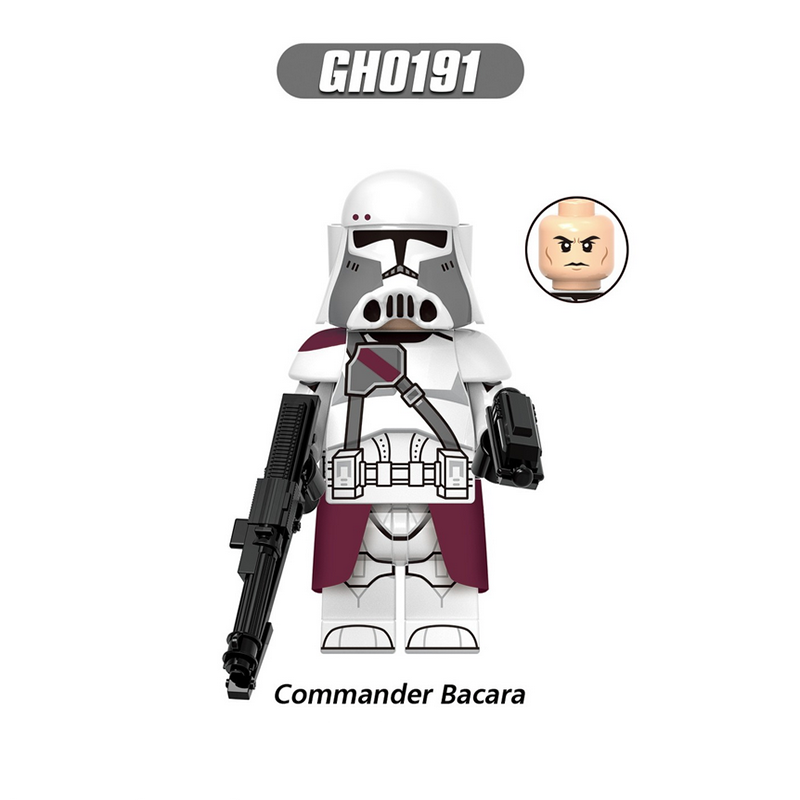 G0125 Star Wars Series Minifigs Building Blocks Superheroes Commander Bacara Clone Heavy Assault Trooper Weapon Lightsaber Toys