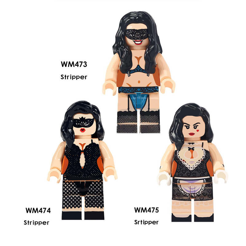 WM473 WM474 WM475 Movie Srtipper Action Figures Victoria Sexy Girl Secret Monroe Minifigs Game Building Blocks MOC Children Gifts Toys