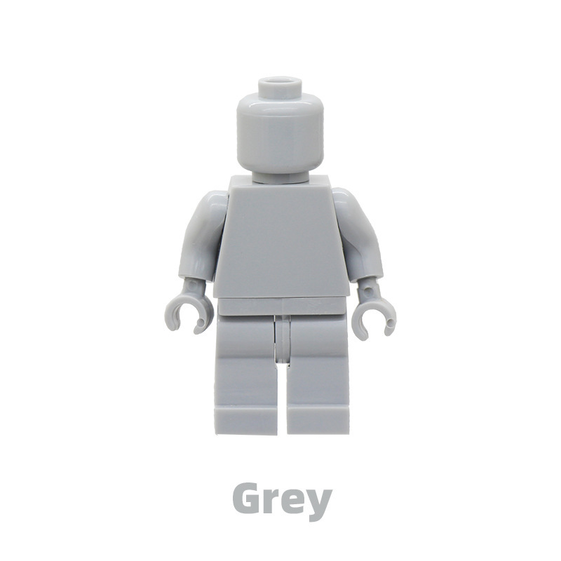MOC Monochrome Minifigure Building Blocks Blank Plain Solid Torso Green Flesh Color Army Soldiers Compatible DIY Toys Boys Gift