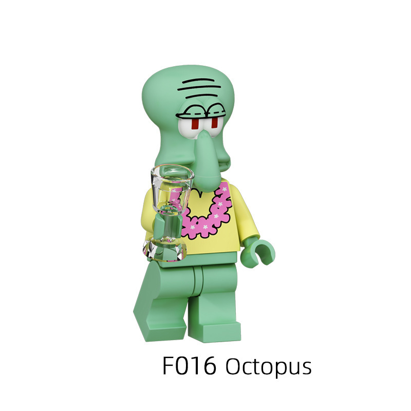 American TV Cartoon SpongeBob Minifigs Building Blocks Square Pants Patrick Star Squidward Figure Luminous Children Toys Kids