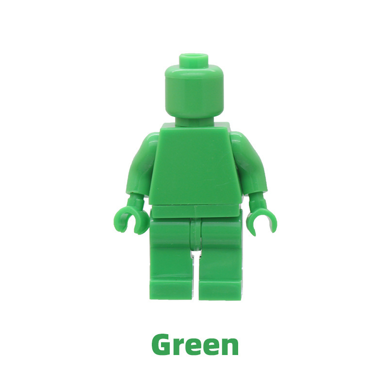 MOC Monochrome Minifigure Building Blocks Blank Plain Solid Torso Green Flesh Color Army Soldiers Compatible DIY Toys Boys Gift