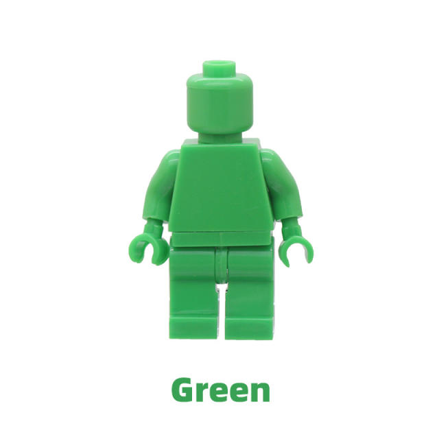 MOC Monochrome Minifigure Building Blocks Blank Plain  Solid Torso Green Flesh Color Army Soldiers Compatible DIY Toys Boys Gift