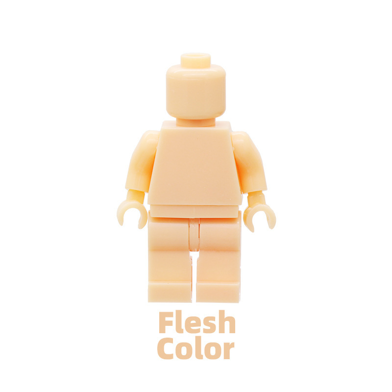 MOC Monochrome Minifigure Building Blocks Blank Plain Solid Torso Green Flesh Color Army Soldiers Compatible DIY Toys Boys Gift