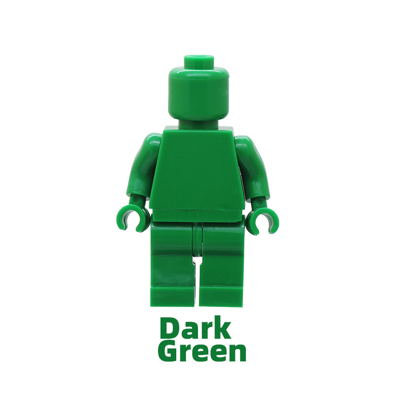 MOC Monochrome Minifigure Building Blocks Blank Plain Solid Torso Green Flesh Color Army Soldiers Compatible DIY Toys Boys Gift