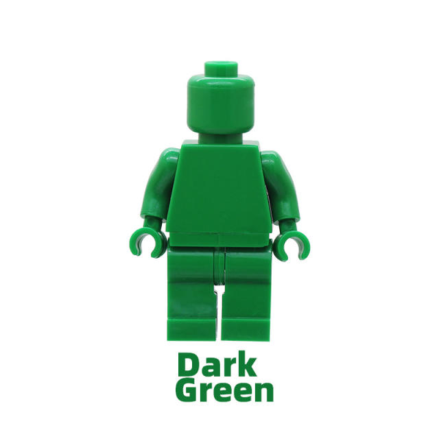 MOC Monochrome Minifigure Building Blocks Blank Plain  Solid Torso Green Flesh Color Army Soldiers Compatible DIY Toys Boys Gift
