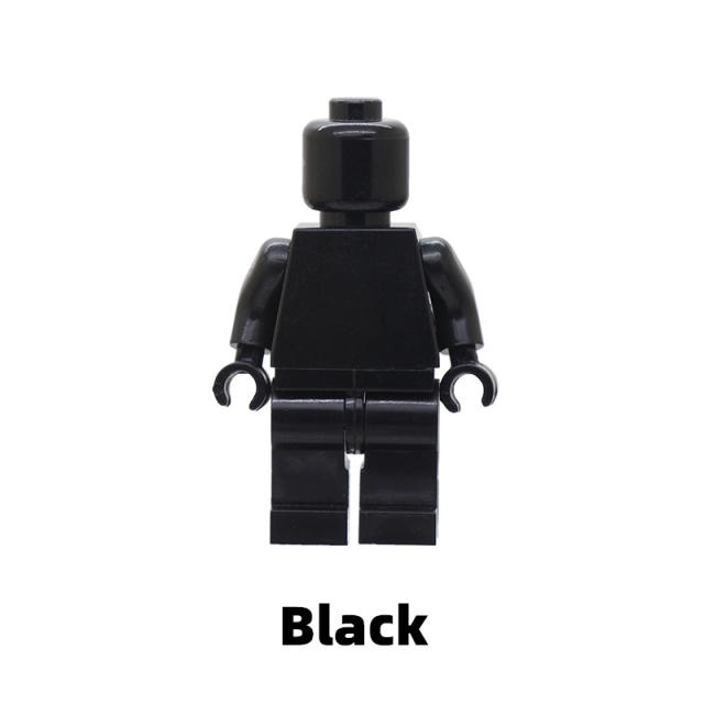 MOC Monochrome Minifigure Building Blocks Blank Plain  Solid Torso Green Flesh Color Army Soldiers Compatible DIY Toys Boys Gift