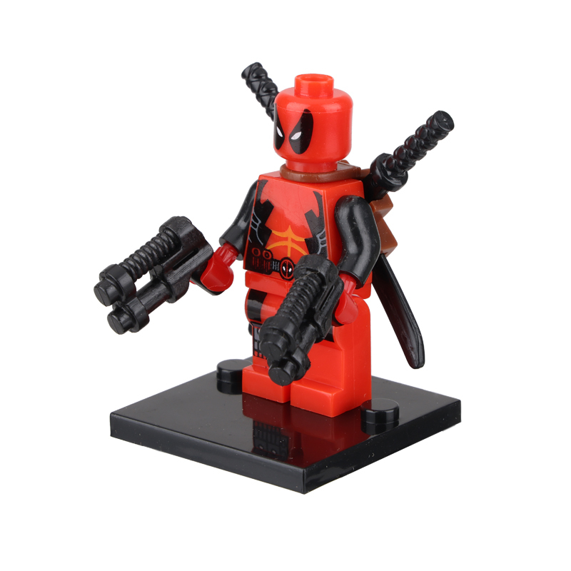 JR838 American DC Comics Superheroes Series Minifigs Builiding Blocks Marvel Deadpool Batman Harley Quinn Weapon Gun Cloak Toys