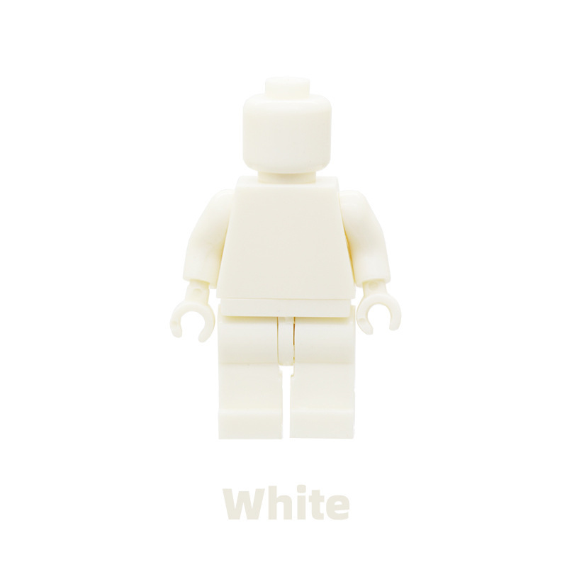 MOC Monochrome Minifigure Building Blocks Blank Plain Solid Torso Green Flesh Color Army Soldiers Compatible DIY Toys Boys Gift