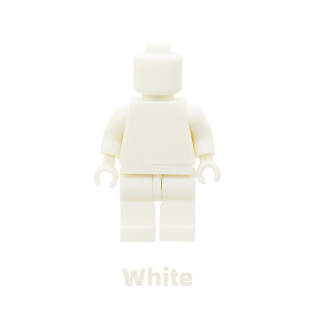 MOC Monochrome Minifigure Building Blocks Blank Plain  Solid Torso Green Flesh Color Army Soldiers Compatible DIY Toys Boys Gift