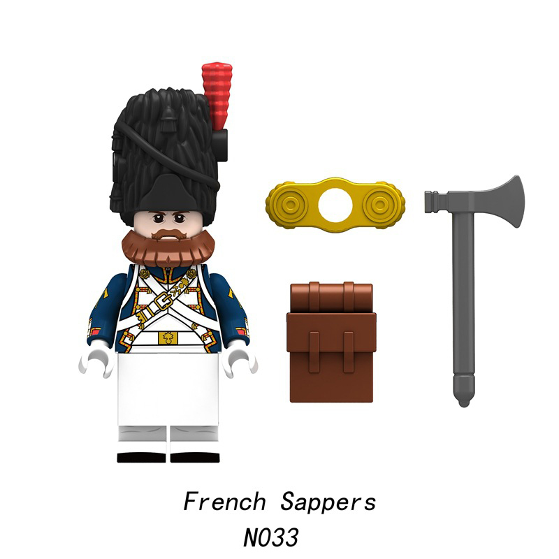 N033-036 Napoleonic Wars Medieval Military Army Line Infantry Minifigs Building Blocks Grenadier Cuirasier Dragoon Soldier Weapon Parts Bricks Toys