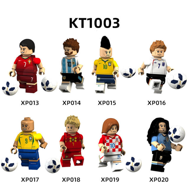 KT1003 World Cup Soccer Match Player Minifigs Building Blocks Football Athletes Messi Mbappé Ronaldo Compatible Gifts Children