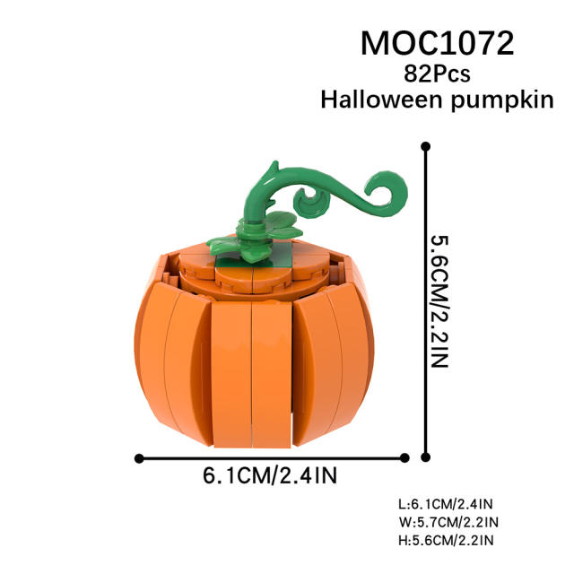 MOC Pumpkin Building Blocks Halloween Vampire Model Set Fear Bat Black Spider Plants Compatible Accessories Bricks Toys Boy Gift