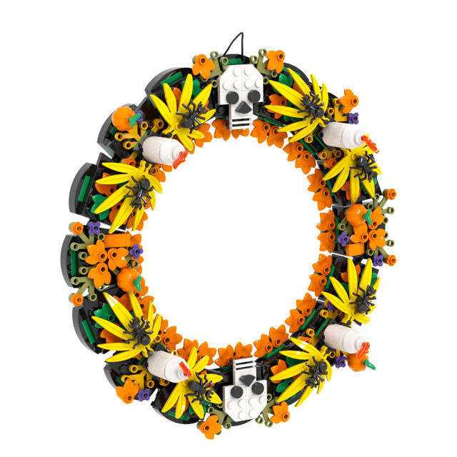 482PCS MOC Halloween Wreath Building Blocks Vampire Model Set Festive Flower Garland Decorative Skull Pumpkin Compatible Toy Boy