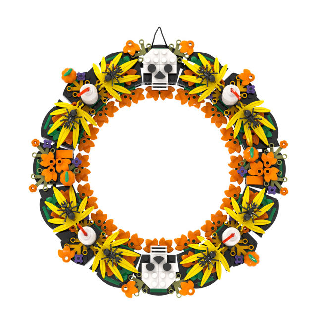 482PCS MOC Halloween Wreath Building Blocks Vampire Model Set Festive Flower Garland Decorative Skull Pumpkin Compatible Toy Boy