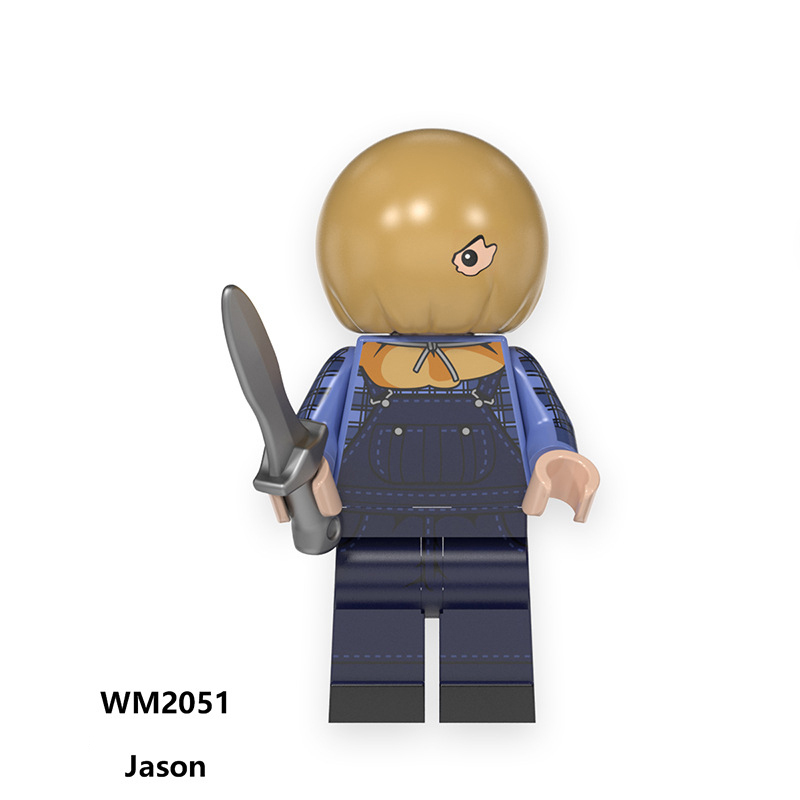 WM6101 Halloween Series Minifigs Building Blocks Jack Torrance Chainsaw Killer Jason Sam Elicira Clown Zombie Chainsaw Toys Boys