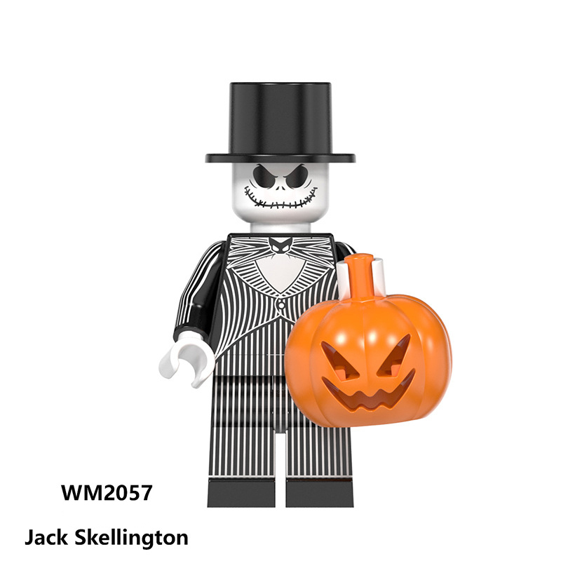 WM6102 Halloween Series Minifigs Building Blocks Skeleton Jack Sally House Of 1000 Corpses Pumpkin Clown Zombie Chainsaw Toy Boy