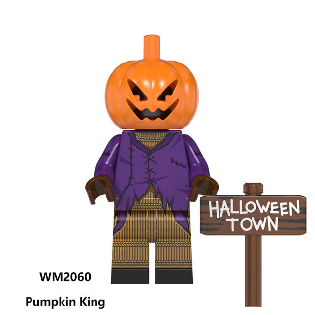 WM6102 Halloween Series Minifigs Building Blocks Skeleton Jack Sally House Of 1000 Corpses Pumpkin Clown Zombie Chainsaw Toy Boy