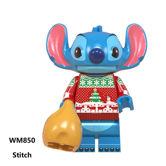 WM6076 Christmas Series Minifigs Building Blocks Santa Claus Minnie Mouse Mickey Mouse Snow Stitch Angel Flower Model Toys Gifts