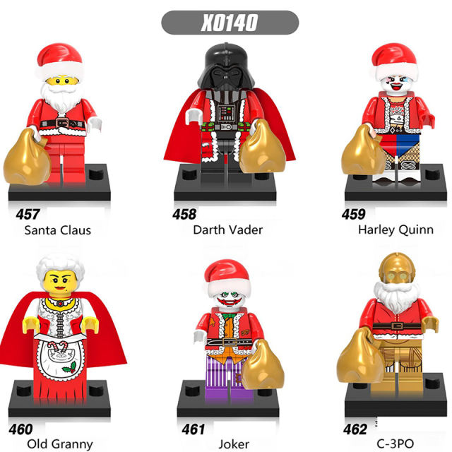 X0140 Christmas Series Minifigs Building Blocks Star Wars Santa Claus Darth Vader Snow Stitch Angel Flower Model Toys Gifts
