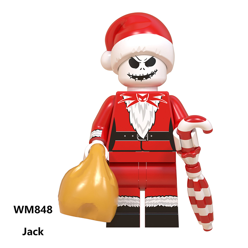 WM6076 Christmas Series Minifigs Bricks Santa Hat Elk Sled Accessories