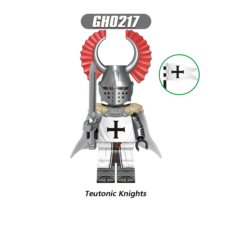 G0128 Medieval Soldiers Military Minifigs Building Blocks Empire Temple Knight Battle Priest Weapon Helmet Shield Armored Toys