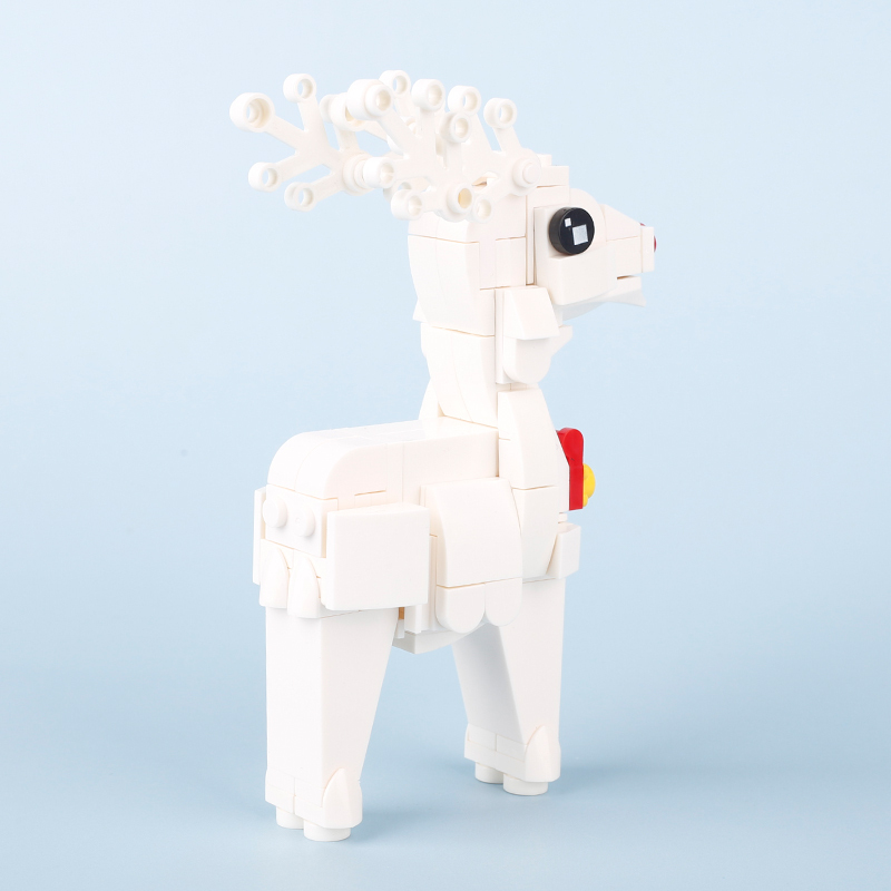 MOC City Animal Series White Deer Building Blocks Figures Zoo Paradise World Antlers Model Christmas Accessories Toys Gifts Girl