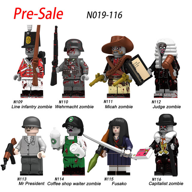 N109-116 Horror Series Zombie Minifigs Building Blocks Micha Fusako Action Figures Terrifying Collection Children Toys Boy Gifts