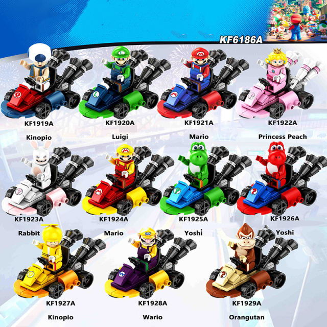 KF6186A Anime Game Series Mario Lugi Building Blocks Princess Peach Minifigs Bricks Assemble Collection Toy Girls Boys Birthday Gifts