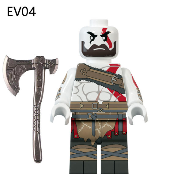 EV03 EV04 God of War Game Series Kratos Minifigs Building Blocks Weapon Blade Of Chaos Leviathan's Ax Zeus Callisto Toys Boys