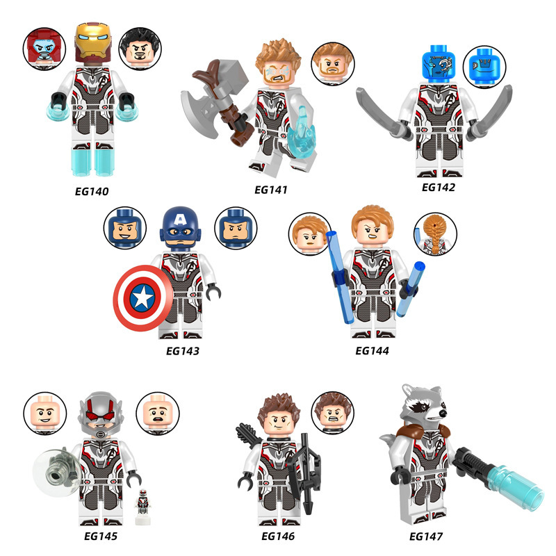 EG18015 American DC Comics Superheroes Series Minifigs Builiding Blocks Marvel Deadpool Batman Harley Quinn Weapon Gun Cloak Toys