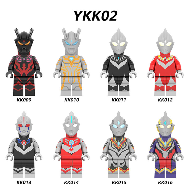 YKK02 Ultraman Series Minifigs Building Blocks Japanese Science Fiction Film Zoffy Jack Ultra Seven Taro Superheroes Astra Toys